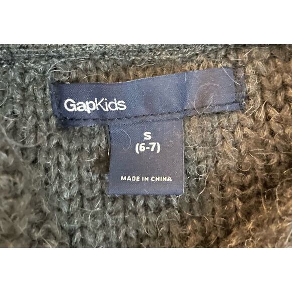 Gap Kids Cardigan Sweater Girls Small 6-7 Gray Wool Button Front Cable Knit - Picture 3 of 6